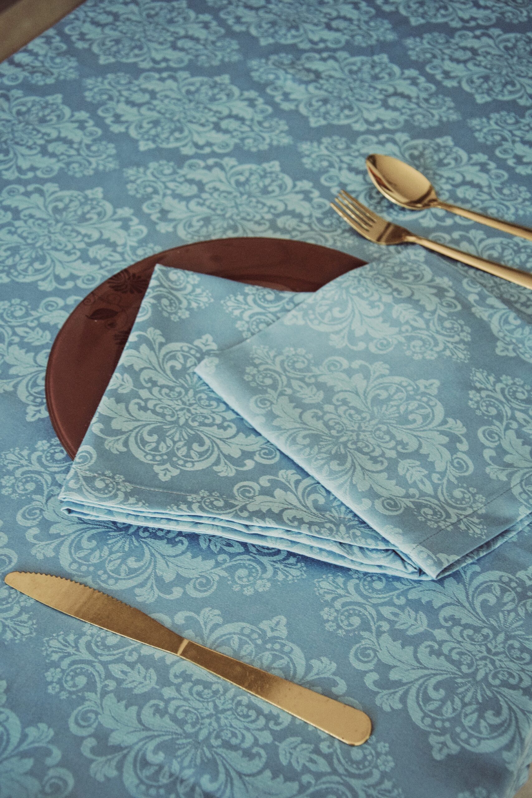 "Perle Bleu": Nappe + 6 serviettes de table – Image 2